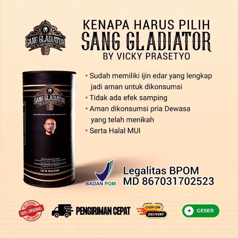 

Promo cofee Gladiator Pria Dewasa Harga murah Dijamin Asli Original