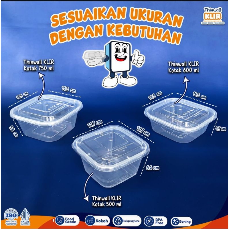 Thinwall square/kotak klir 600ml