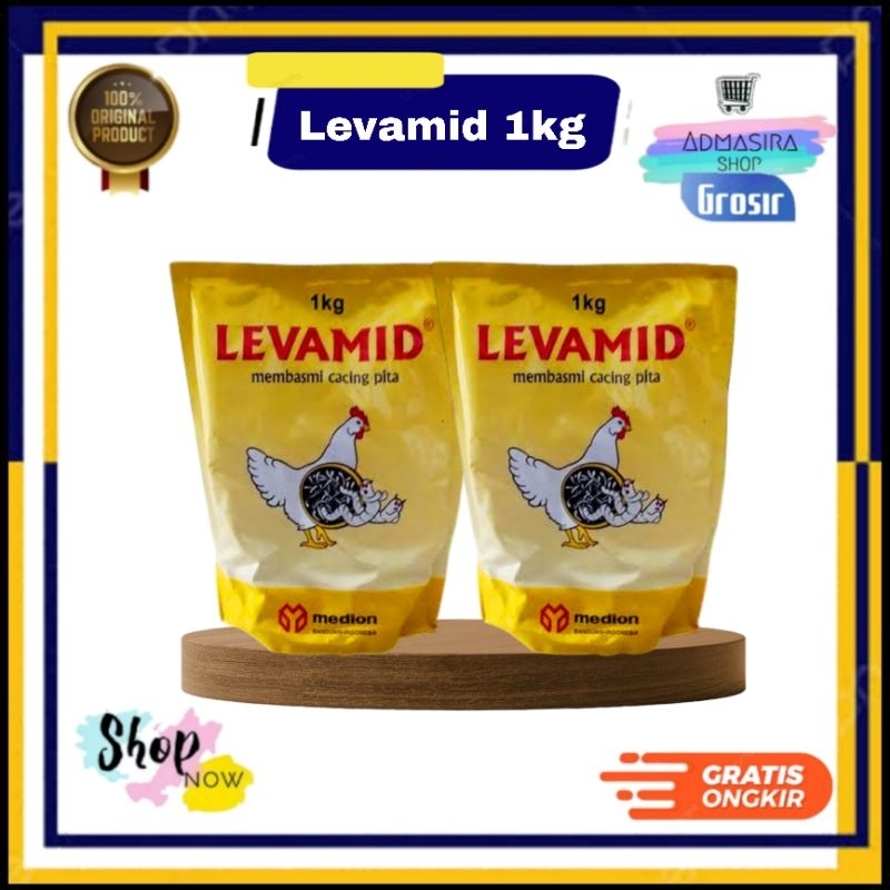 LEVAMID 1kg Obat Cacing Pembasmi Cacing Pita Gilik Ayam Unggas Burung 1 kg