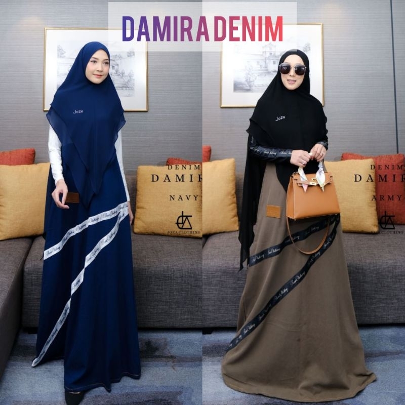 PO 5MINGGU DAMIRA DENIM SERIES SET KHIMAR GAMIS DAILY DRESS SYARI BY JOZA CLOTHING