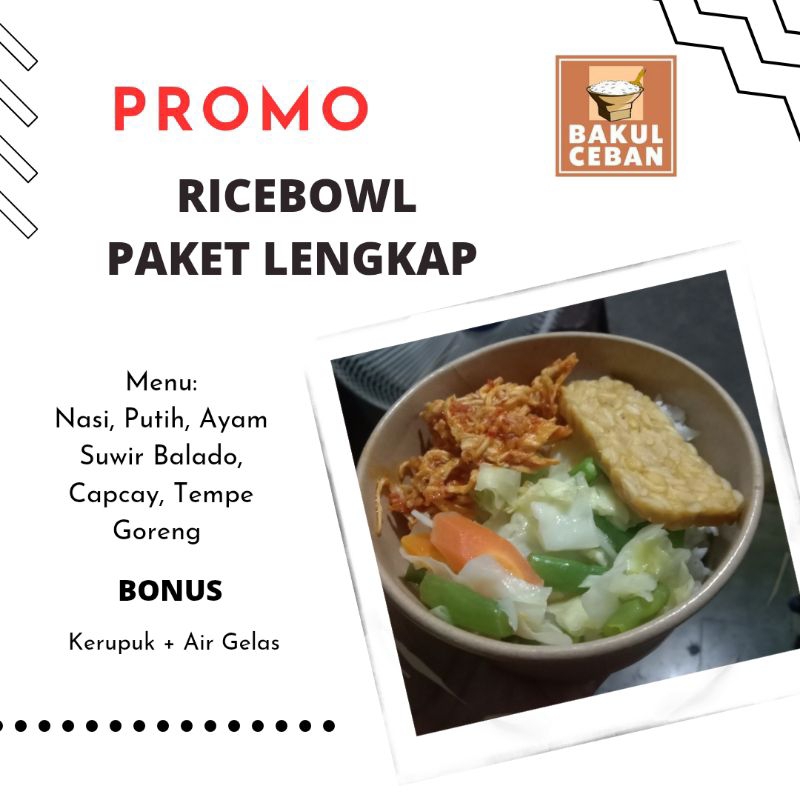 

ricebowl ayam suwir lengkap air termurah