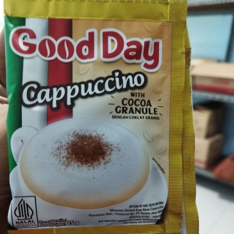 

Good Day Cappuccino dengan Cocoa Granule Renceng (Isi 10pcs)