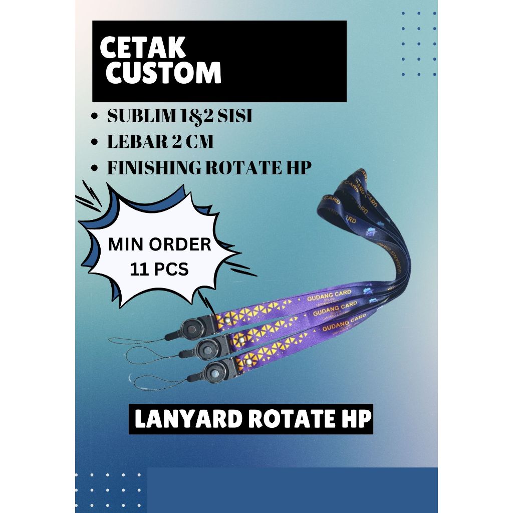 

Custom Tali lanyard rotate HP print sublim 2cm cetak 2 muka / tali idcard rotate HP printing nametag