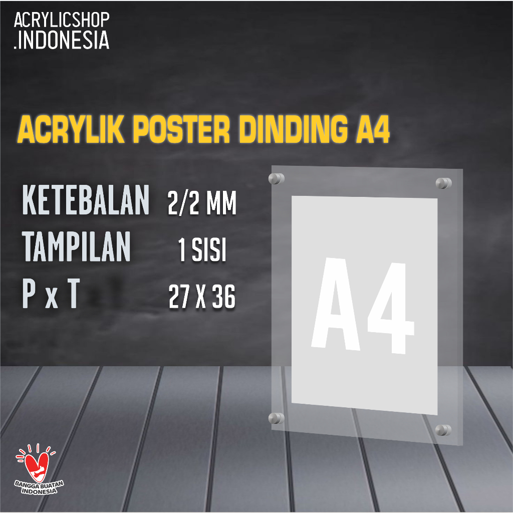Akrilik Poster A4 / Acrylic Display Wall Poster A4 / Poster Dinding Bening