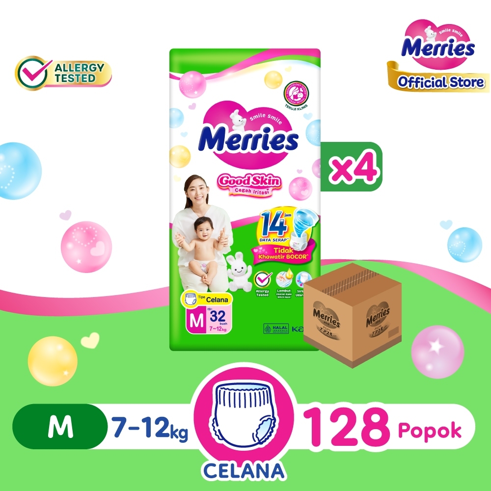 Merries Good Skin Pants Popok Perlengkapan Bayi M(7 - 12)kg Kurangi Risiko Alergi Pada Kulit Bayi Is