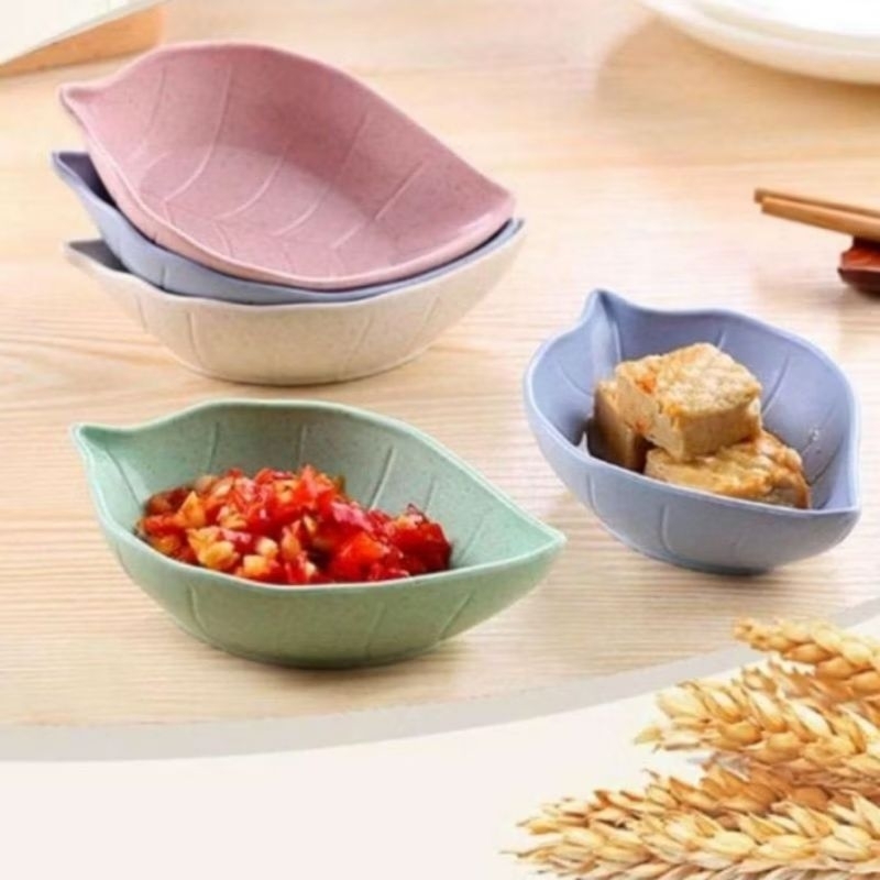 (NEW) Mangkok Kecil Mini Tempat Sambal / Mangkuk Kecil Tempat Saus / Kecap Bentuk Daun Plastik Wheat