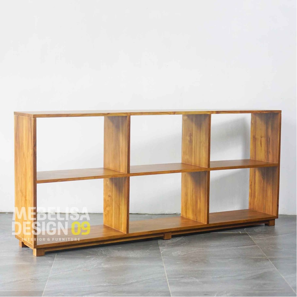 Rak Buku Serbaguna Kayu Jati Solid 6 Susun Minimalis