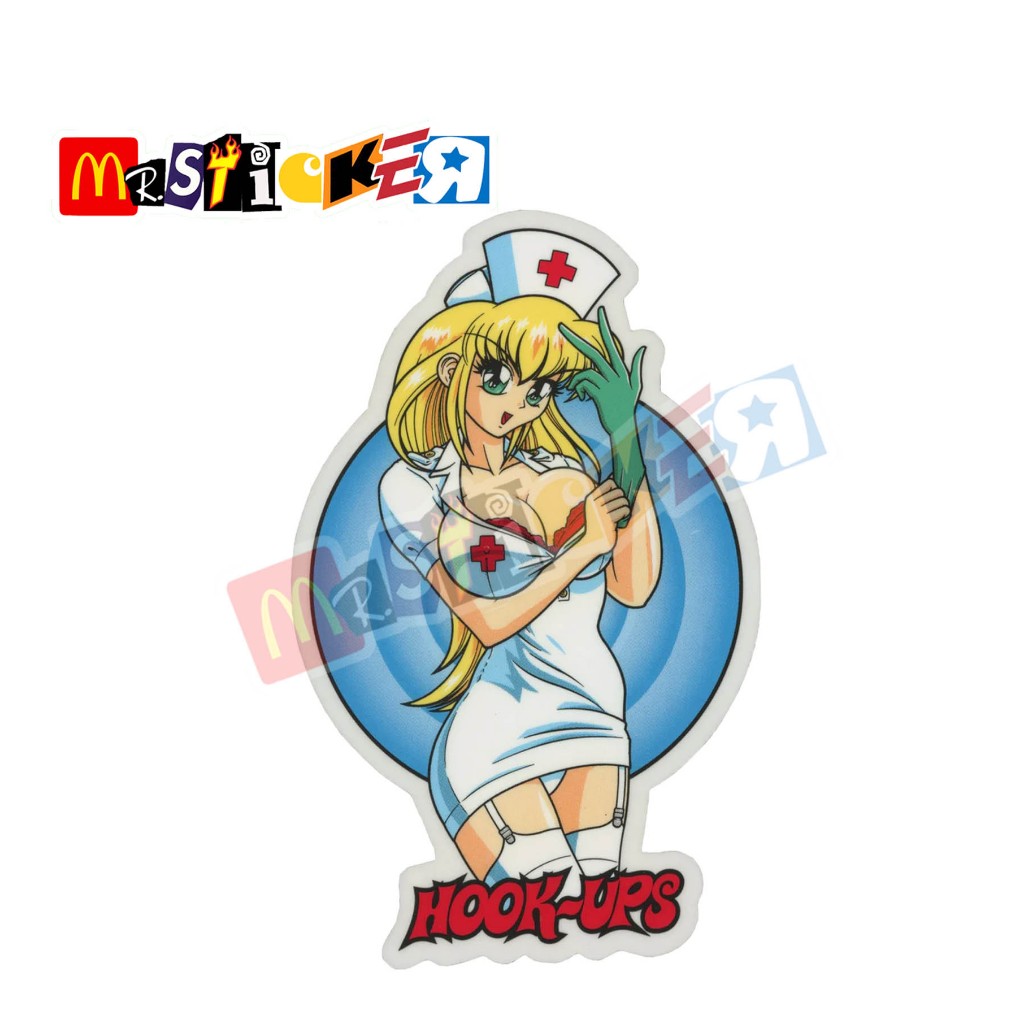 sticker hook ups skateboards anime Nurse graphic logo diecut stiker vintage