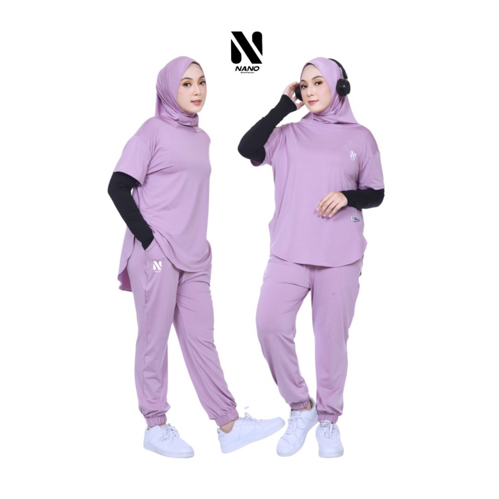 BIG SALE Nano Sportswear Baju Senam Muslim Wanita Jogger / Setelan Baju Senam Jogger / One Set