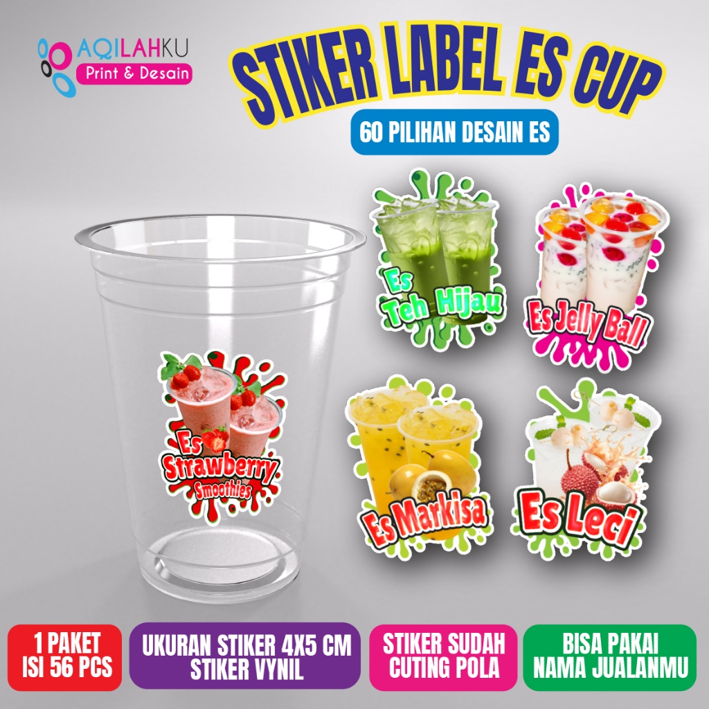 

Stiker Label Es Cup Bisa Pakai Nama Jualanmu | 1 Pack isi 56pcs