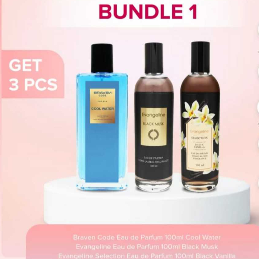 [GET 3] Parfum braven code cool water , Evangeline black musk, Evangeline Black vanilla 100ml  Eau D