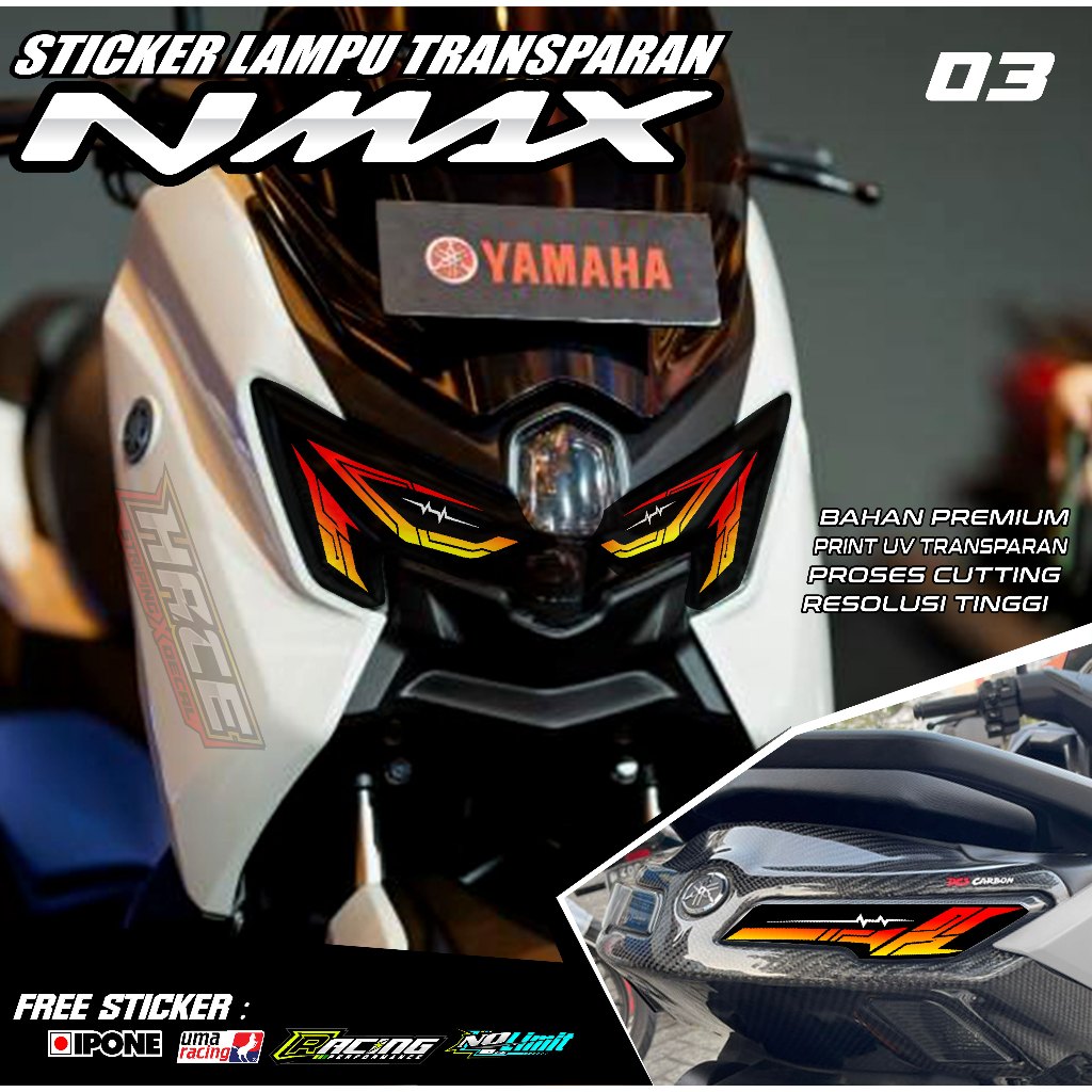 KODE 03 STICKER VARIASI LAMPU DEPAN NMAX TURBO/NEO - STICKER LAMPU DEPAN MOTOR NMAX TURBO/NEO
