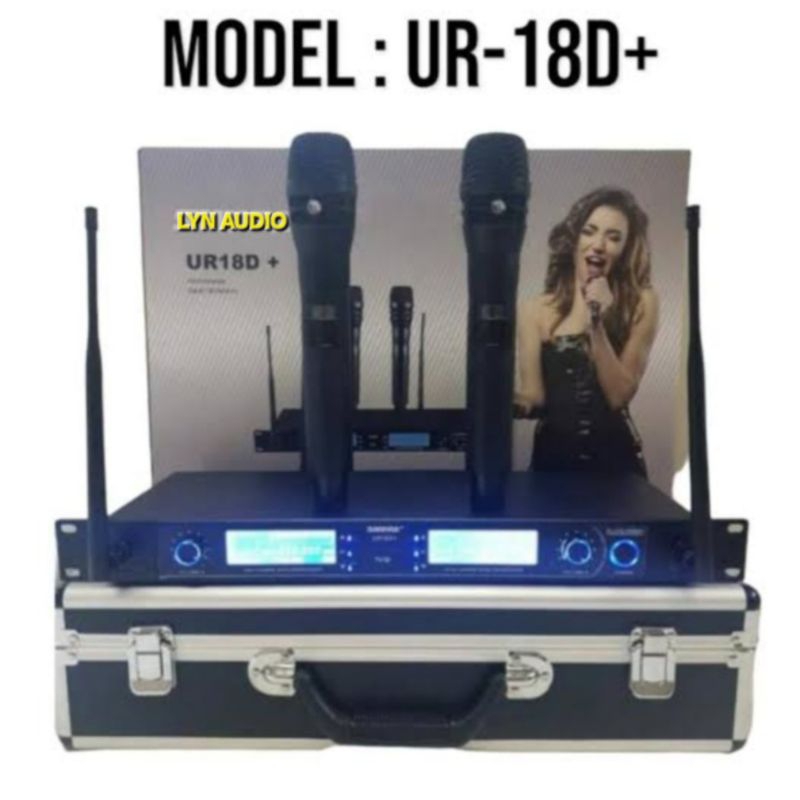 MIKROFON WIRELESS UR18D + 2 MIC PEGANG UHF UR18 PLUS KOPER