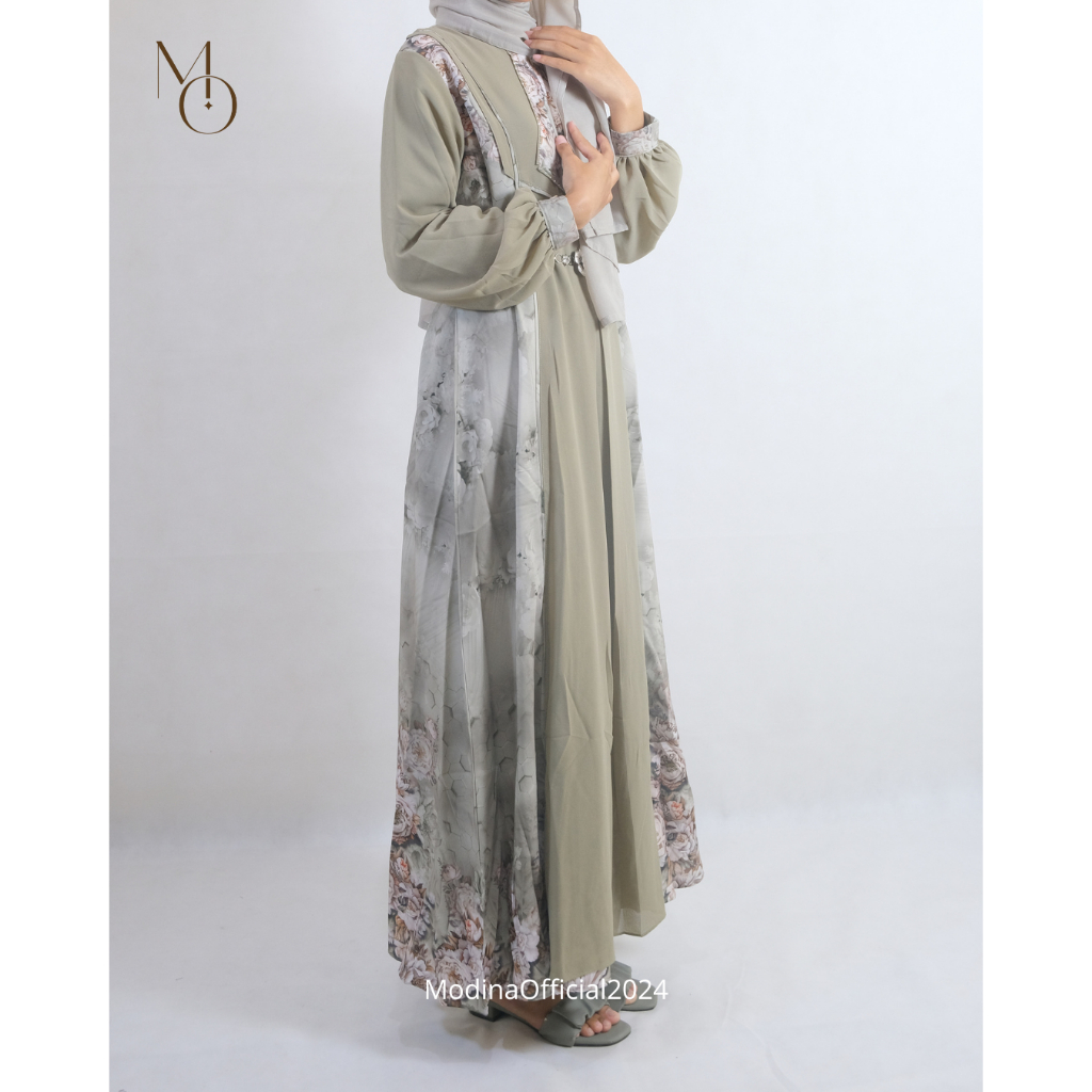 Modina Gamis Qorys Premium Terbaru | Gamis premium | Gamis Silk murah | Raya Series gamis lebaran