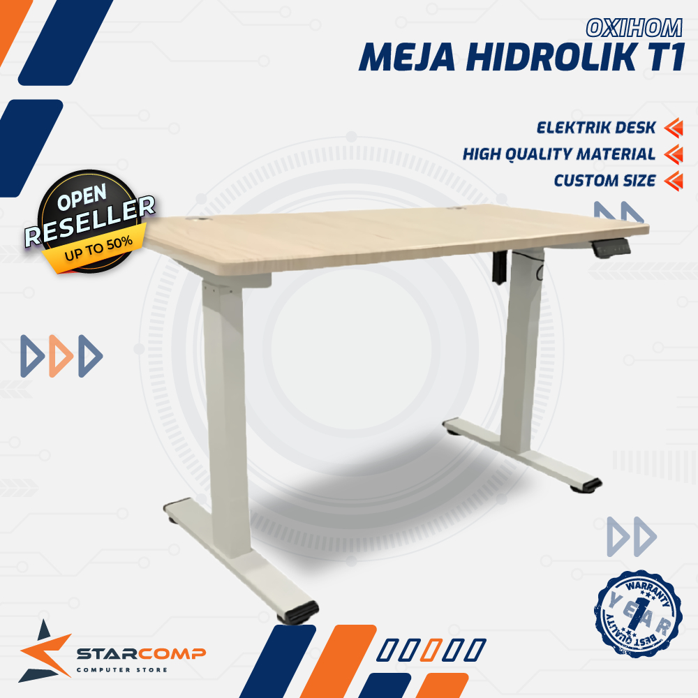 Oxihom T1 [ FULL SET ] Meja Gaming Meja Computer Naik Turun Hidrolik Standing Desk Height Adjusment 