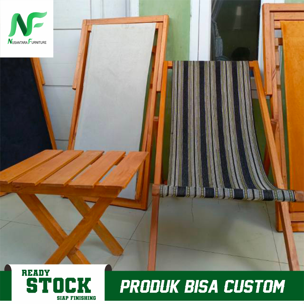KURSI LIPAT KAIN KURSI MALAS GOYANG BALI KURSI KOLAM RENANG OUTDOOR KURSI LIPAT KAYU