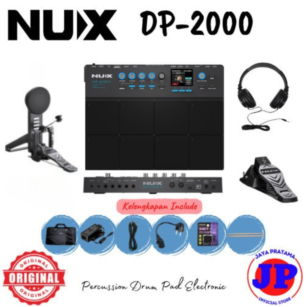 Nux DP2000 Digital Percussion Drum Pad Paket A Kick Pad Kick Hihat Pedal DP-2000