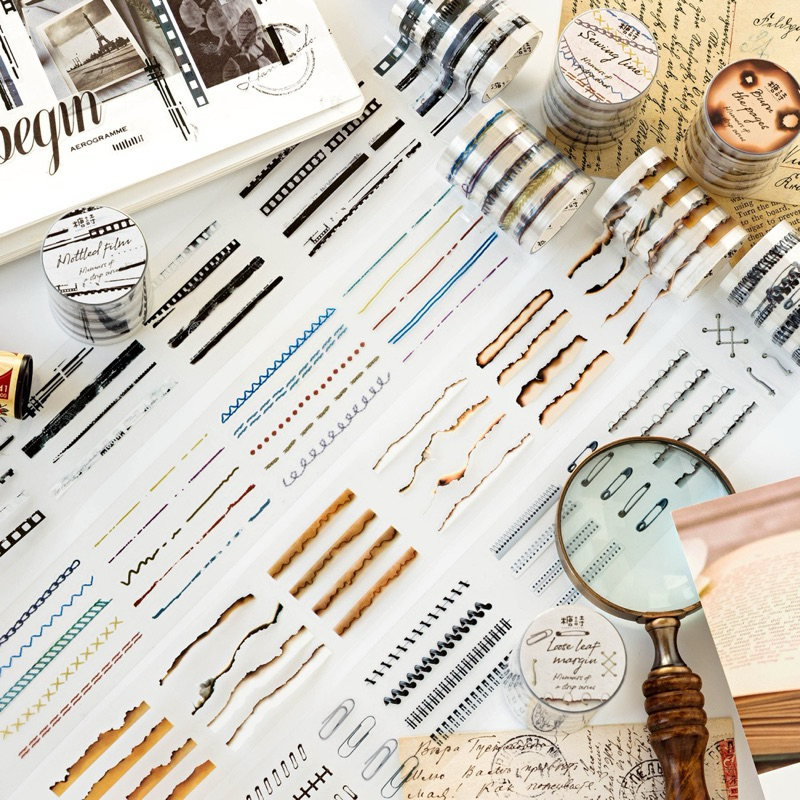 

(2DB) washi tape selotip transparan kiss cut deco border peniti strip film sewing