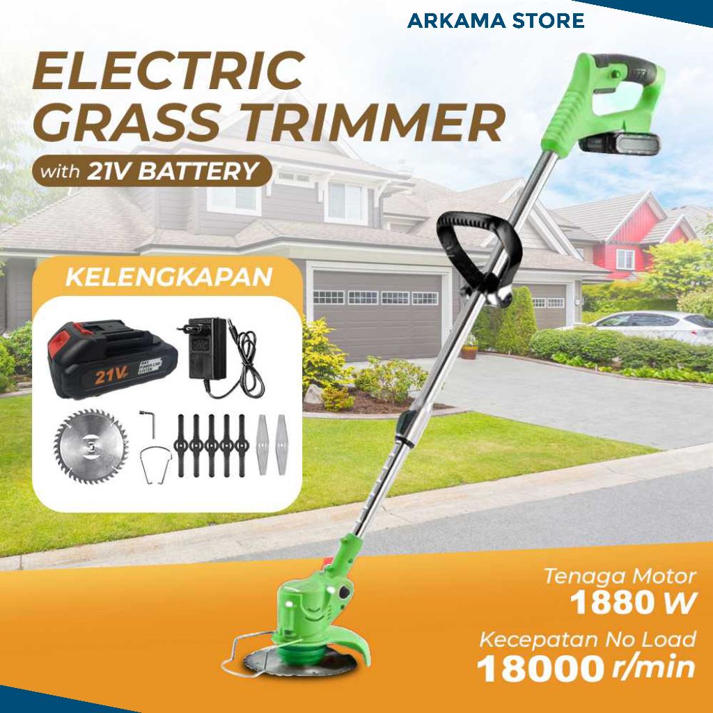 mesin potong rumput grass cutter alat pemotong dahan baterai cas