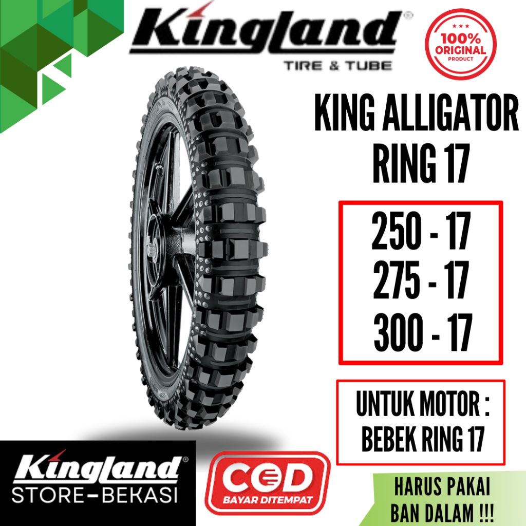 Hermansyah_toba - Ban Trail Non Tubeless Kingland Aligator 250, 275, 300 Ring 17 Motor Bebek