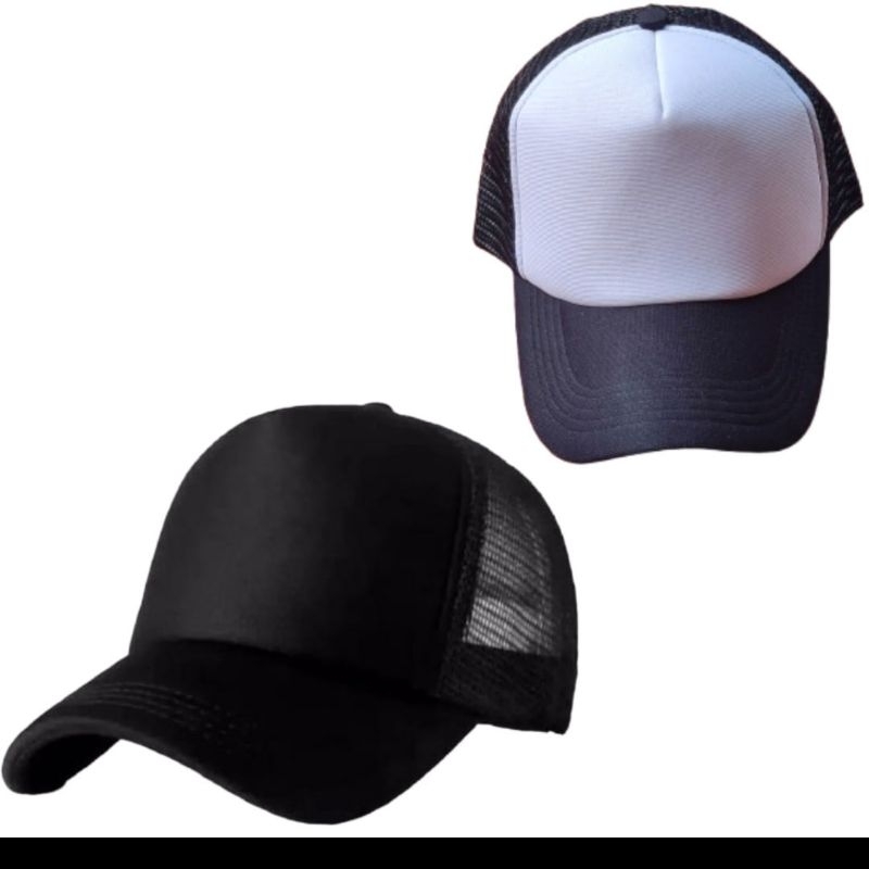 Topi hitam polos Topi putih polos Topi jaring Topi dewasa unisex  Caps polos