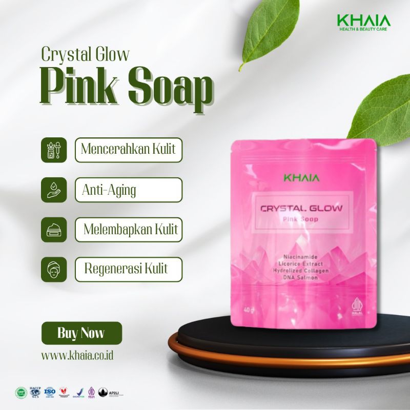KHAIA Crystal Glow Pink Soap Niacinamide Lecrine Extract Hydrolyzed Collagen DNA Salmon