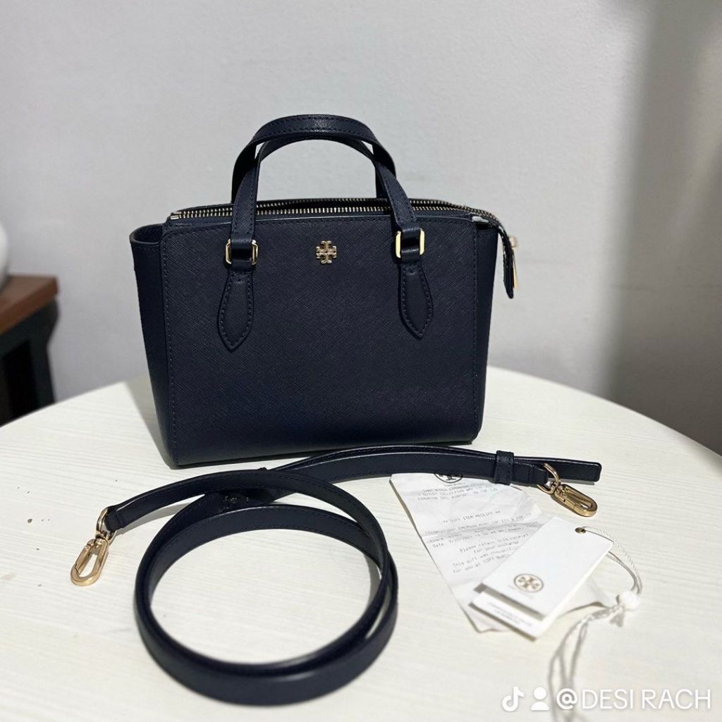 Preloved Tory Burch Emerson Mini Top Zip Black Tote Bag