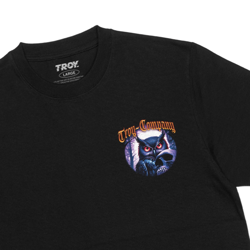 Troy Company Tshirt Black Purple Sky Owl - Kaos Pria Lengan Pendek Hitam MT 2997