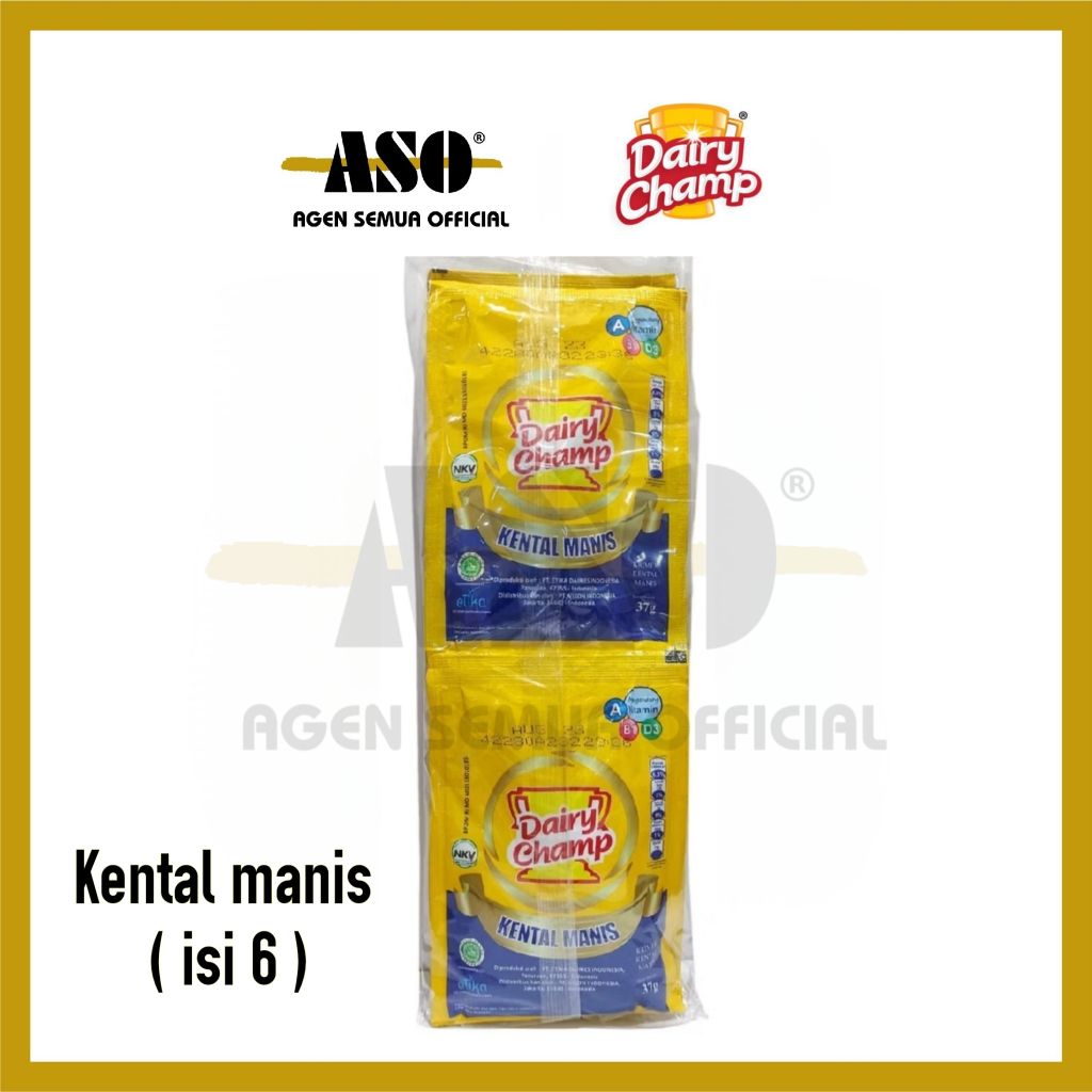 

SUSU KENTAL MANIS SACHET DAIRY CHAMP ( ISI 6 ) PROMO !!!