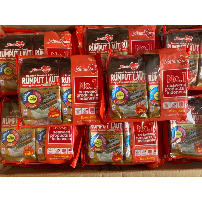

MamaSuka - Rumput Laut Kering Panggang Pedas 4.5gr isi 2pcs