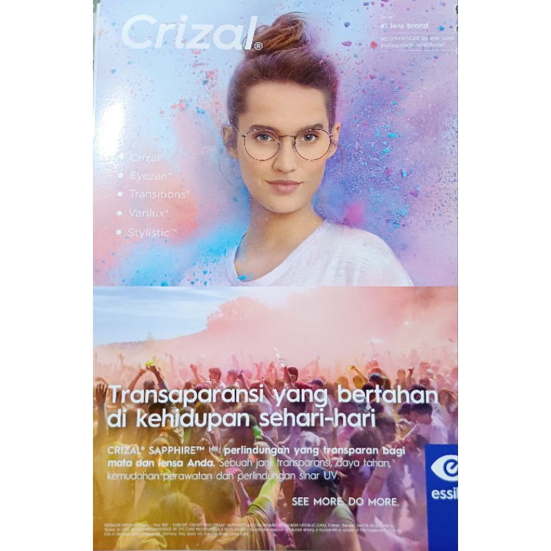 Lensa Essilor Crizal Rock SV Gosok Lenticular Orma 1.5 Aspheris Lensa Untuk Koreksi Plus (+)
