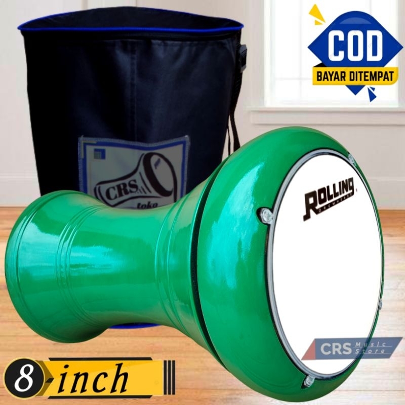 Dumbuk Darbuka Kayu 8 inch Hijau Polos Alat Musik Marawis Atau Hadroh