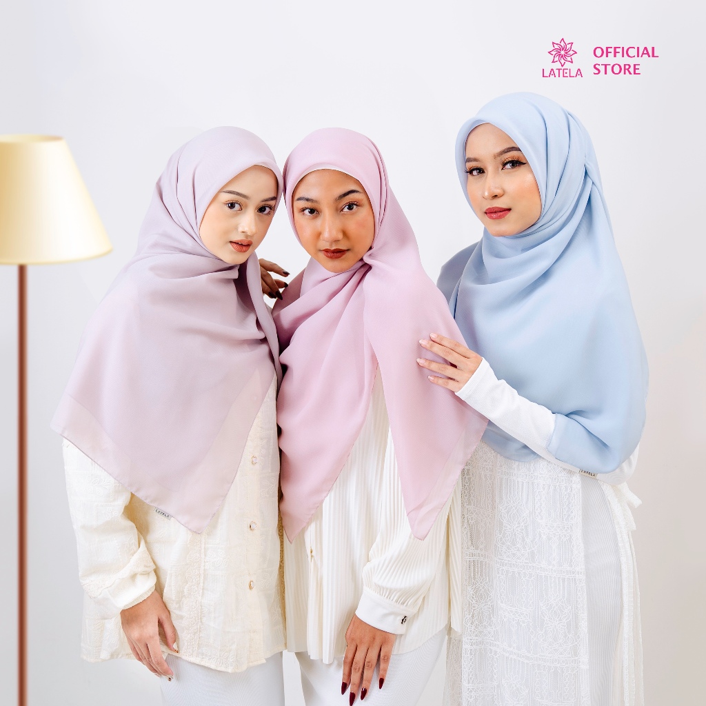 Latela Syar'i Hijab Plain Square Jumbo 130x130 Ukhti Hijab Segi Empat Jumbo Hijab Syar'i