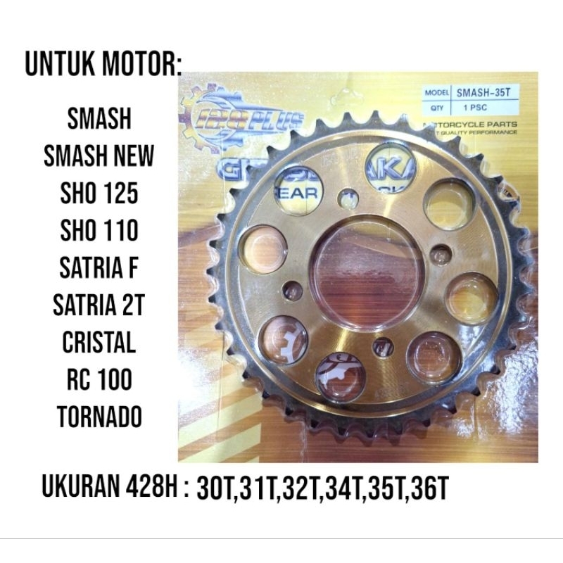 GEAR BELAKANG GIR RACING GOLD SMASH SATRIA 2T SF BARONG SMASH TITAN SHO 125 TORNADO