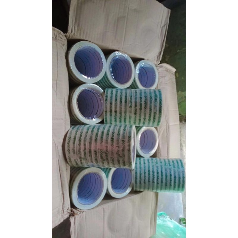 Lakban Grabfood 1 Dus isi 24 slop ( 1 slop 12Roll) / Lakban makanan online Putih