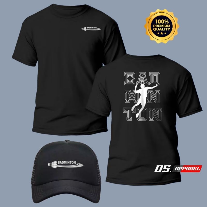 KAOS DISTRO BADMINTON ~ DESAIN KEREN BONUS TOPI / BAHAN TEBAL