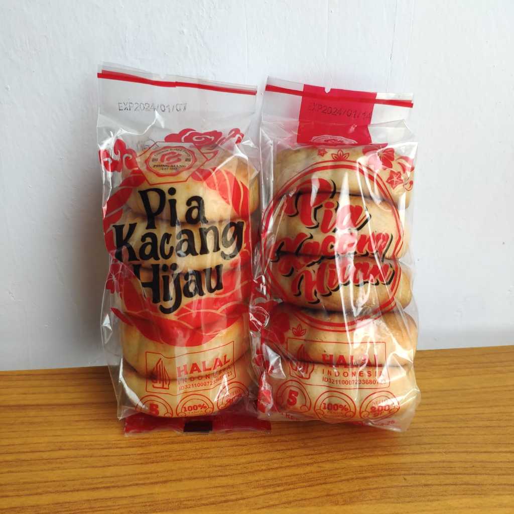 

RB22 PHING SIANG Paket Kue Pia Basah 2 Bungkus Rasa Kacang Hitam dan Kacang Hijau, Jajanan Cemilan