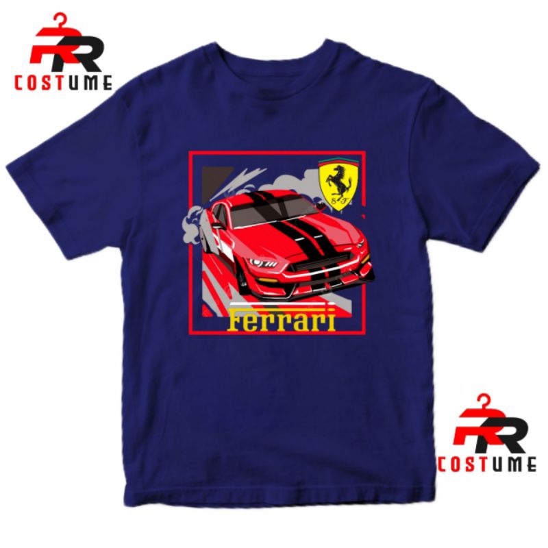 BAJU ANAK KAOS ANAK MOBIL FERRARI (FREE NAMA)