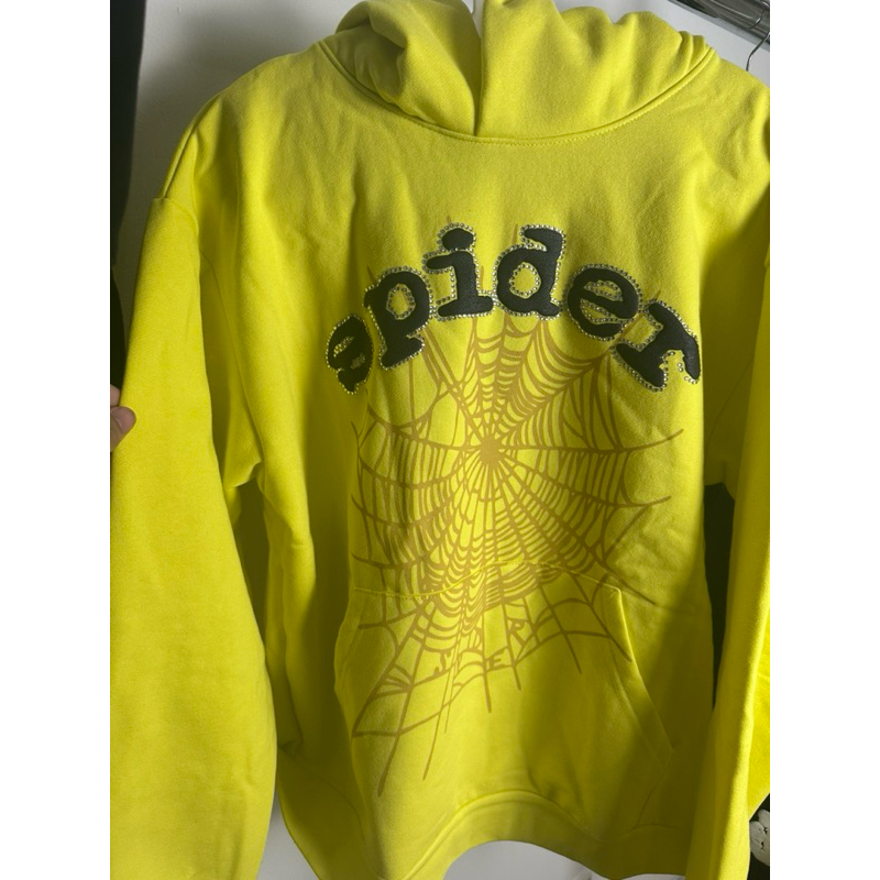 Sp5der OG Rhinestone Spider Hoodie yellow