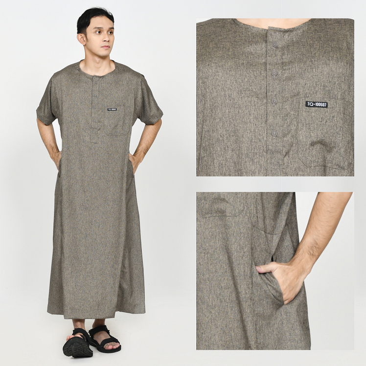 Jubah Gamis Pria Remaja Dewasa Lengan Pendek Simple Premium Bahan Katun Madinah Import