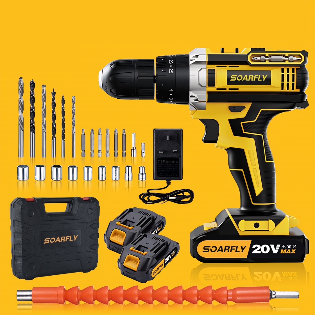 PROMO [COD] Baterai Mesin bor 2 Speeed Elektrik Drill Bor Tanpa Kabel Bor Tangan Listrik Set