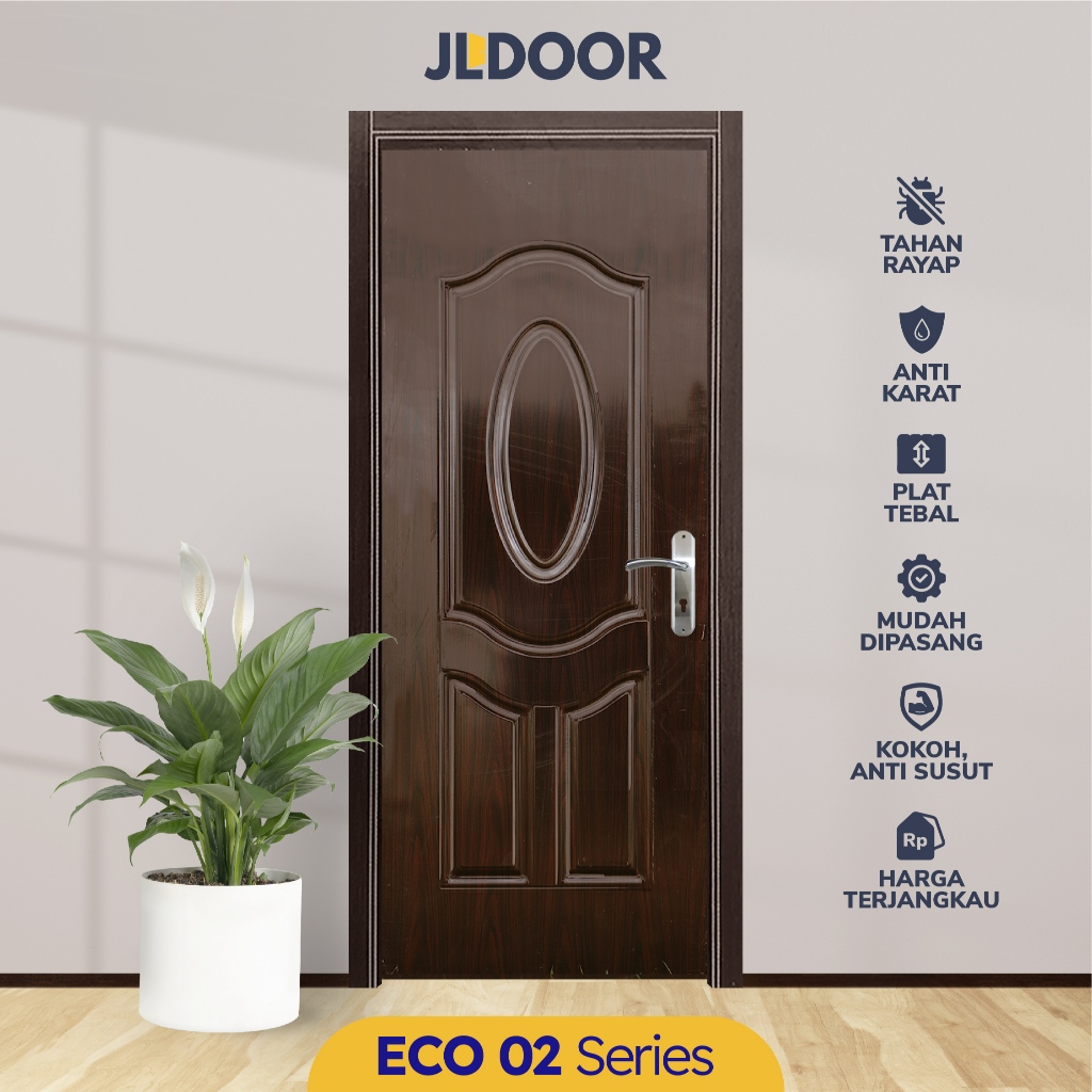 JLDOOR Pintu Baja Ringan Minimalis (ECO 02 Walnut)