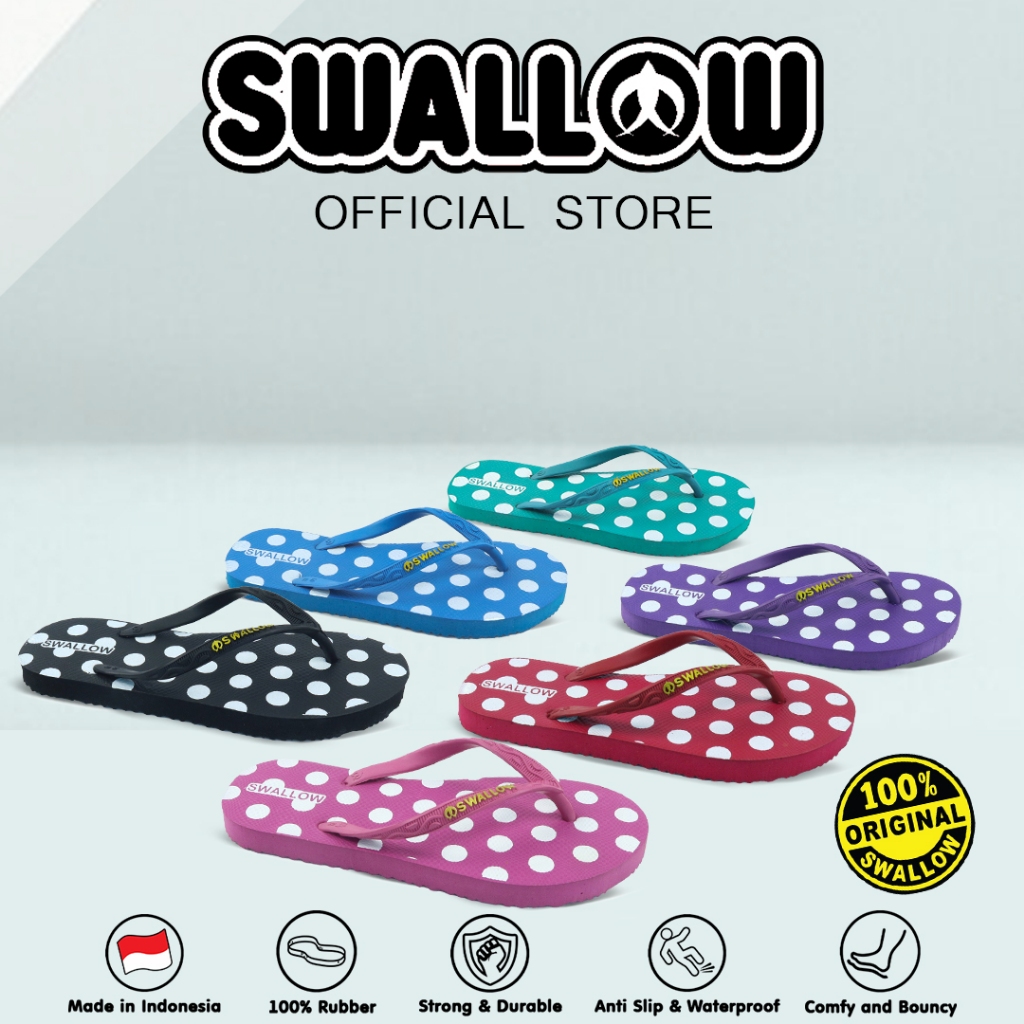 Swallow Sandal Jepit Nice Polkadot - Sandal Jepit Karet Wanita Dewasa Anti Slip
