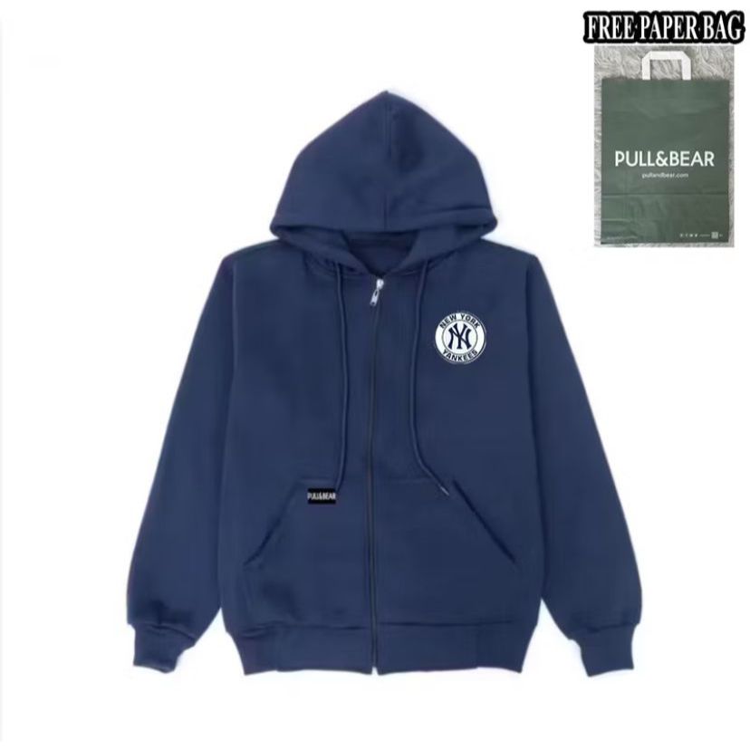 {FREE PAPER BAG} HOODIE ZIPPER NAVI PULL AND BEAR New York Yankees / NY BASIC PRIA - WANITA PREMIUM 