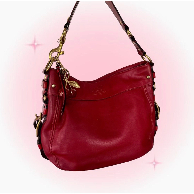 coach hobo bag preloved , coach cherry red , coach preloved , coach y2k