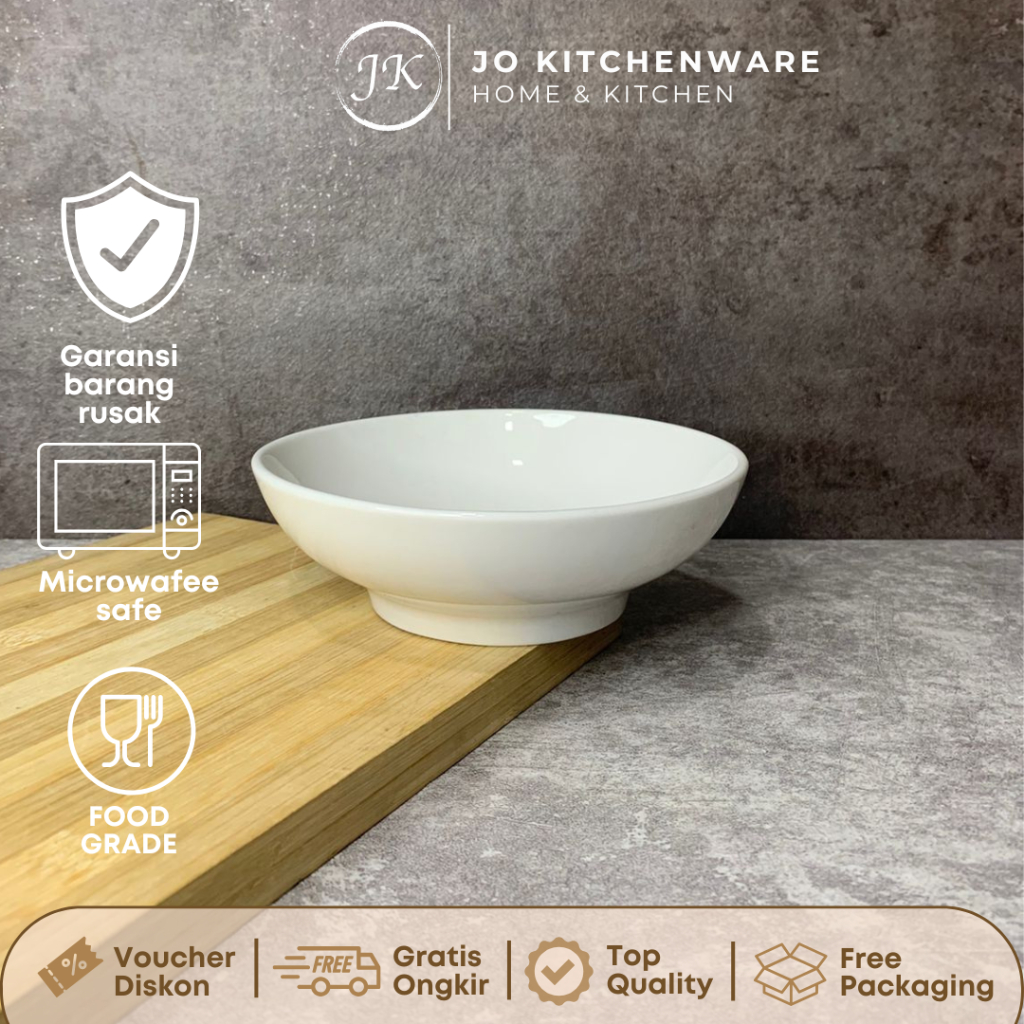 Mangkok Salad Keramik Premium Putih Polos Diameter 17 cm / Salad Cookies Bowl Porcelain Multifungsi 
