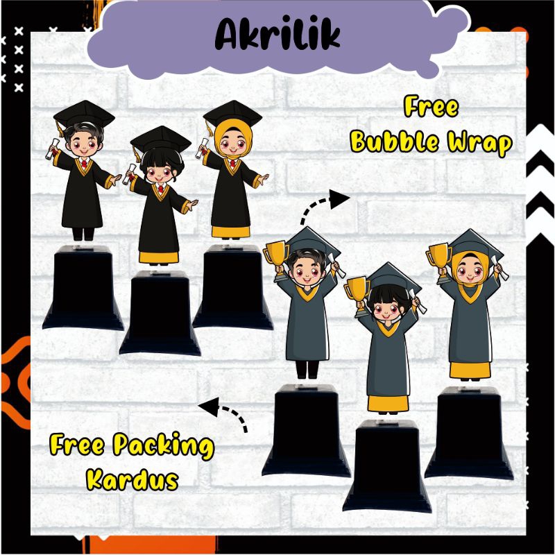 Piala wisuda murah / Trophy wisuda akrilik tinggi -+ 25cm /patung boneka piala / piala wisuda akrili