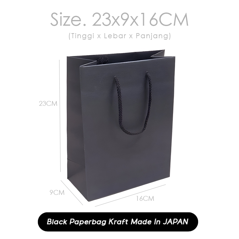 

Paper Bag Hitam Kerudung 23x9x16 CM / Paperbag Kado Packing Olshop / Papper Bag Polos Warna Hitam