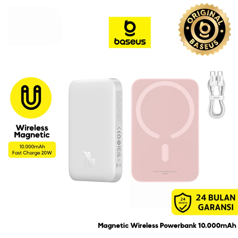 Baseus Powerbank 10000mAh 20W Magnetic Mini Air Wireless Fast Charge Power Bank Cluster Black
