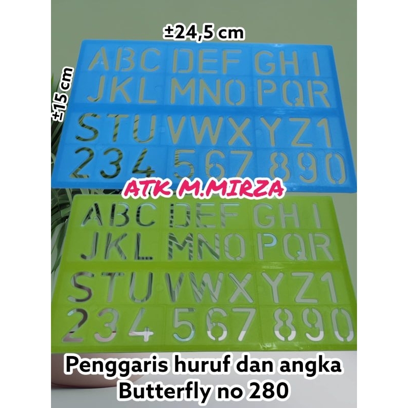 

Penggaris Huruf dan Angka/Penggaris sablon merk Butterfly no 280